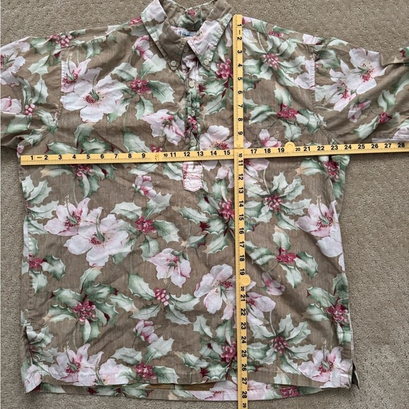 REYN SPOONER Men's Hawaiian Aloha Tan Floral Print 4 Button Shirt-Size XL - Picture 7 of 8